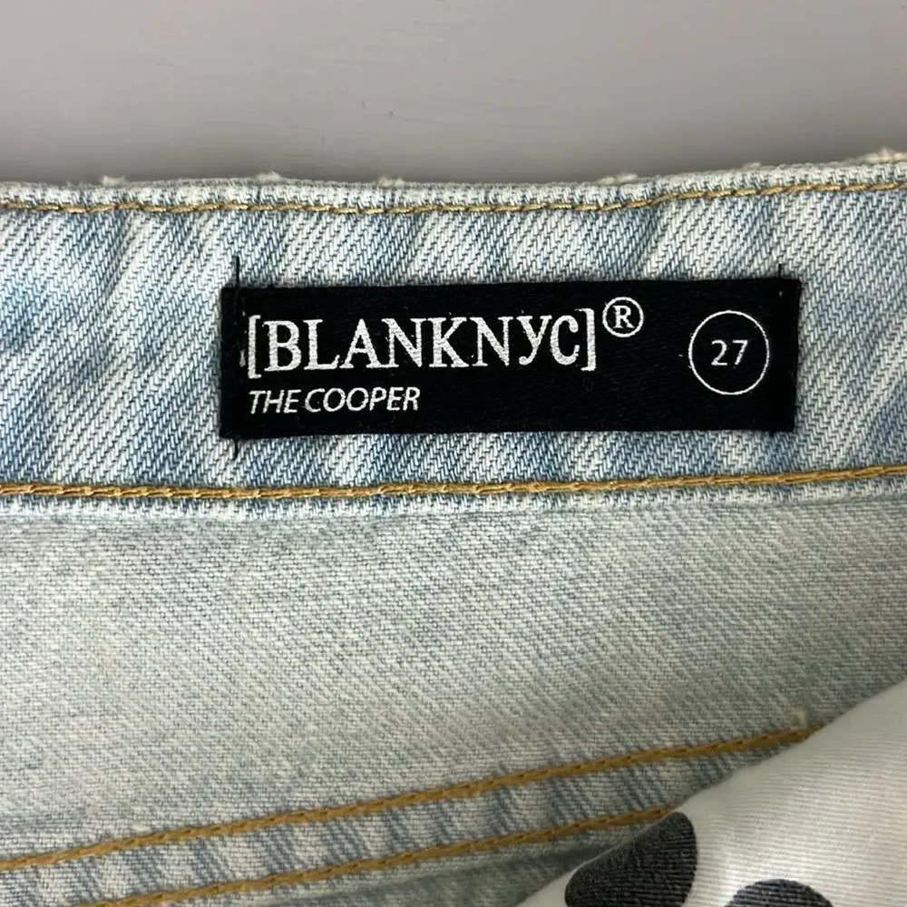 NWT BLANK NYC The Cooper Slim Straight Leg Jean W/ Slit in Super Powers Size 27